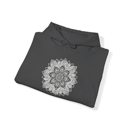 Men's Black and White Mandala Pullover Hoodie