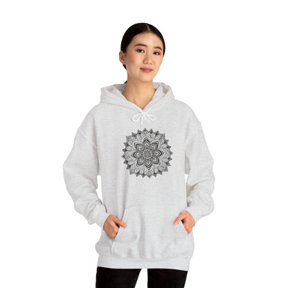 Women's Black And White Mandala Pullover Hoodie