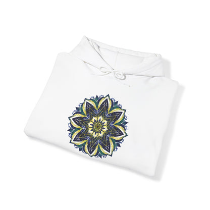 Men's Blue and Yellow Mandala Pullover Hoodie